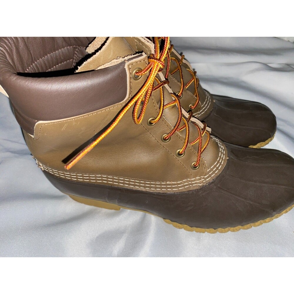LL Bean Boots Men’s 14 M Brown 8” Leather Duck Boots Made in USA Waterproof rain